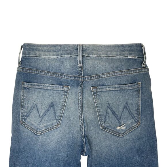 Mother High Waisted Looker Ankle Fray Jeans Size 26 In Thrilling Shots Wash Blue - Picture 9 of 14